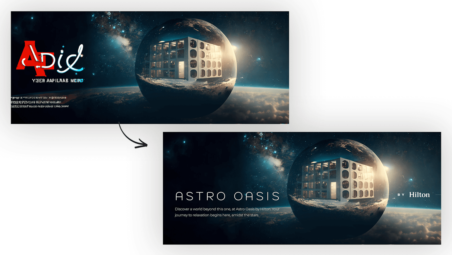 AI created luxury hotel advertorials with text and image 