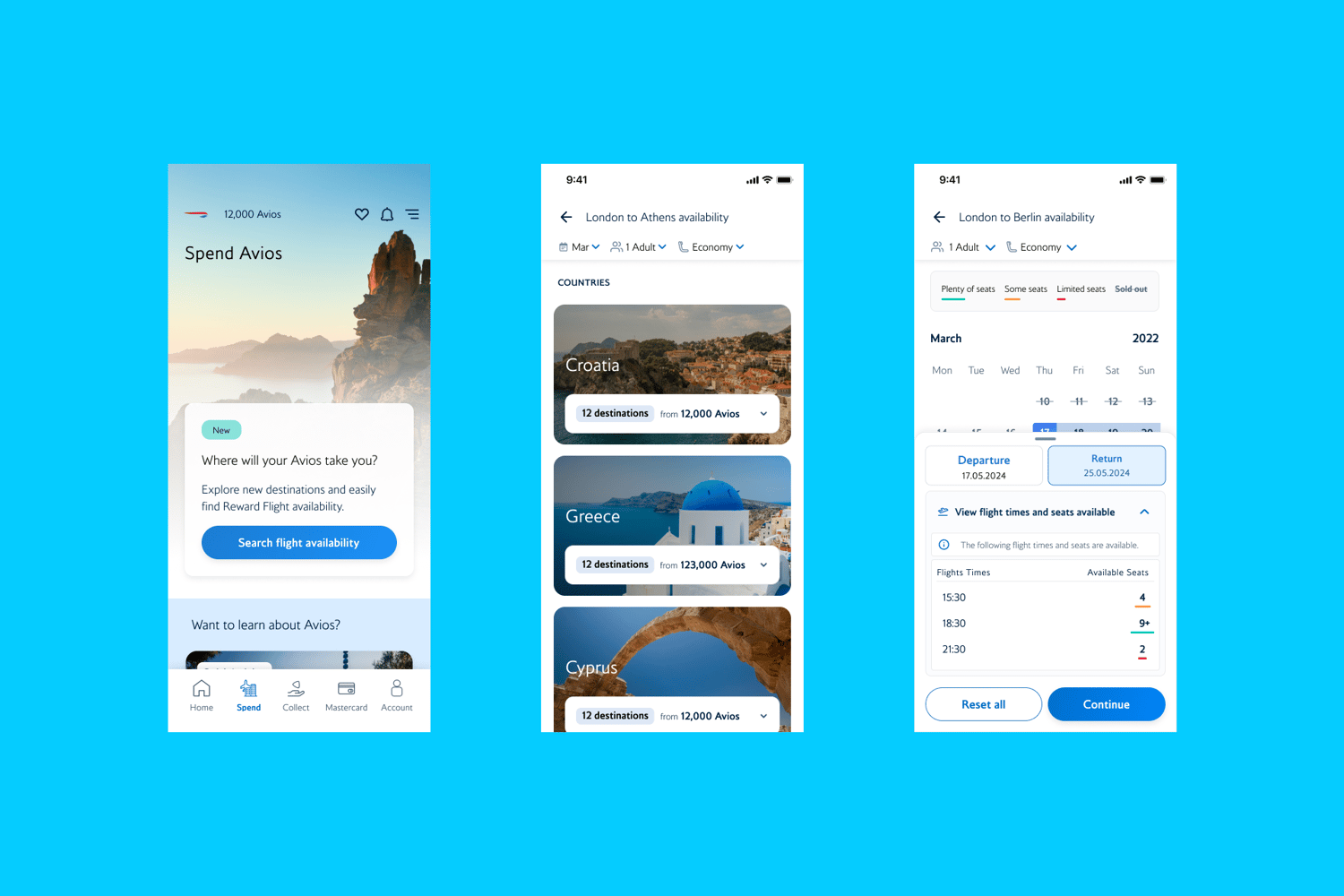 mobile app UI booking & loyalty