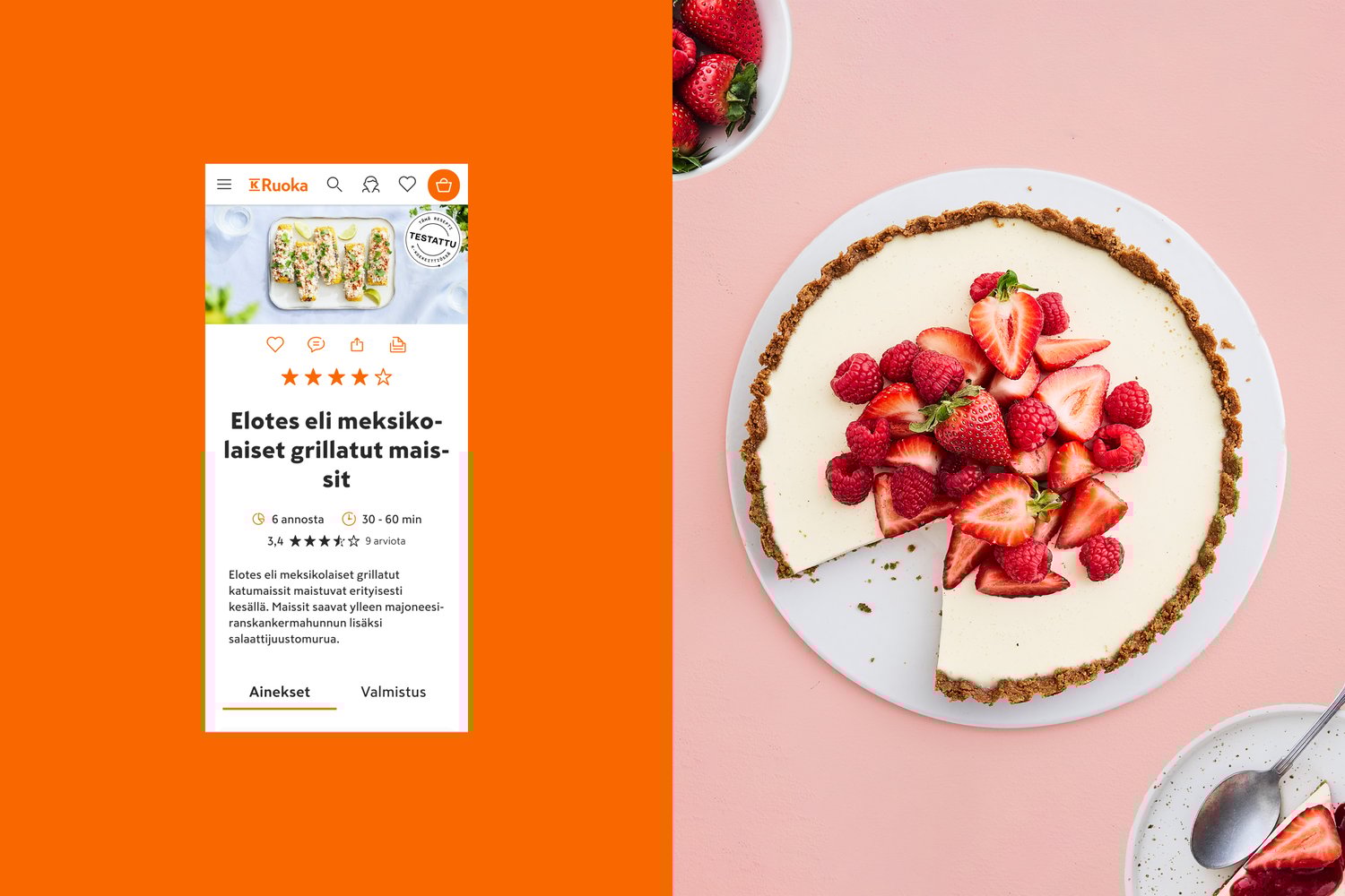 Kesko com UI image side by side with a cake