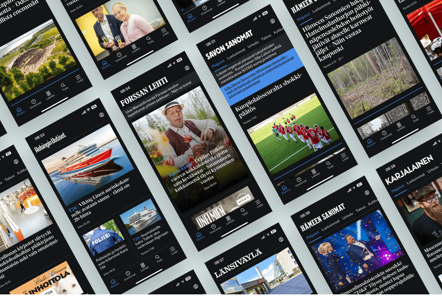 screenshots of Keskisuomalainen news apps